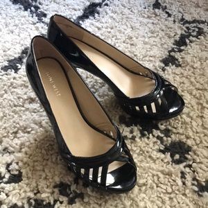 Nine West Black Dress Heels Peep Toe 3in